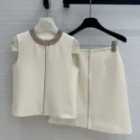 Dior Women Embroidered Skirt White Wool and Silk