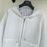 Dior Men Hooded Track Jacket White Cotton Knit and Cashmere