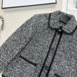 Dior Women Jacket Black Wool-Blend Heathered Textured KnitDior Women Jacket Black Wool-Blend Heathered Textured Knit