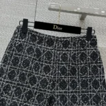 Dior Women Macrocannage Shorts Black and White Cotton Blend Tweed