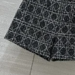 Dior Women Macrocannage Shorts Black and White Cotton Blend Tweed