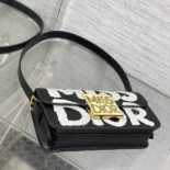 Dior Women Miss Dior Flap Bag Black and White Miss Dior Graffiti Printed Calfskin
