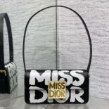 Dior Women Miss Dior Flap Bag Black and White Miss Dior Graffiti Printed Calfskin