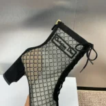 Dior Women Naughtily-D Heeled Ankle Boot Transparent Mesh Embroidered