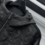Dior Men Oblique Hooded Blouson Jacket Black Cotton-Blend Knit