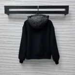 Dior Men Oblique Hooded Blouson Jacket Black Cotton-Blend Knit