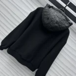 Dior Men Oblique Hooded Blouson Jacket Black Cotton-Blend Knit
