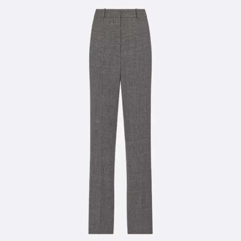 Dior Women Pants Gray Virgin Wool Tweed