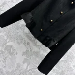 Dior Women Peplum Jacket Black Virgin Wool and Cotton Bouclé Blend
