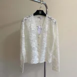 Dior Women Twinset Ecru Mohair and Alpaca Blend Lace
