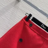 Dior Women Wrap Miniskirt Red Virgin Wool and Cotton Bouclé Blend