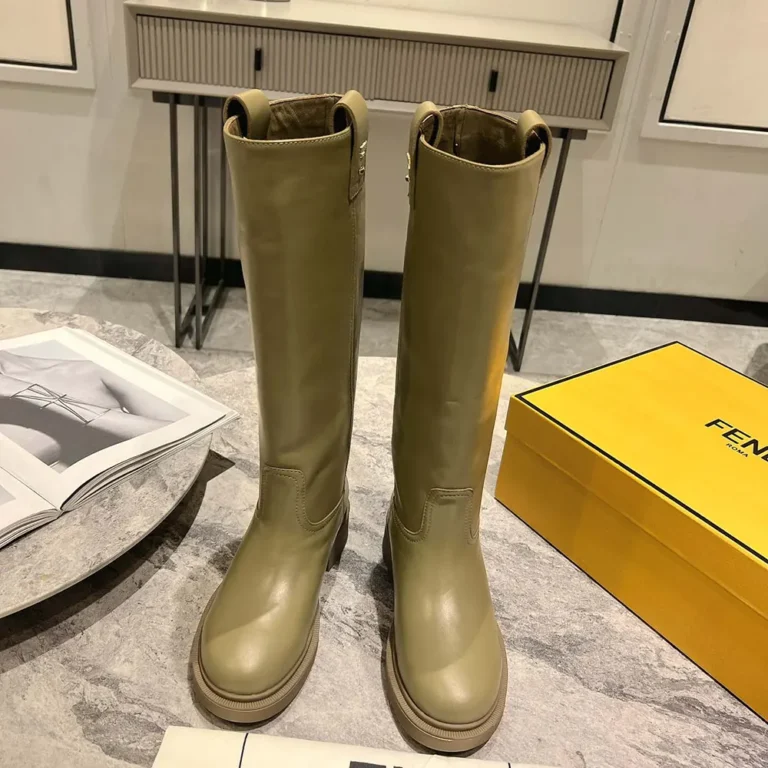 Fendi Women Fendi Filo Green Leather Boots 8W8574NA7F08YF
