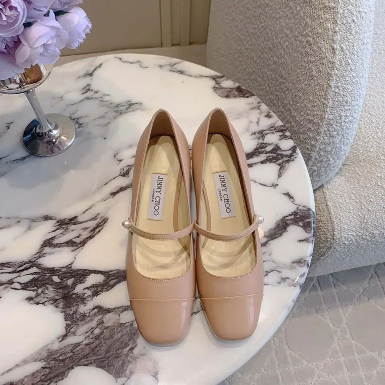 Jimmy Choo Women Elisa 45 Ballet Pink Nappa and Patent Leather Pumps