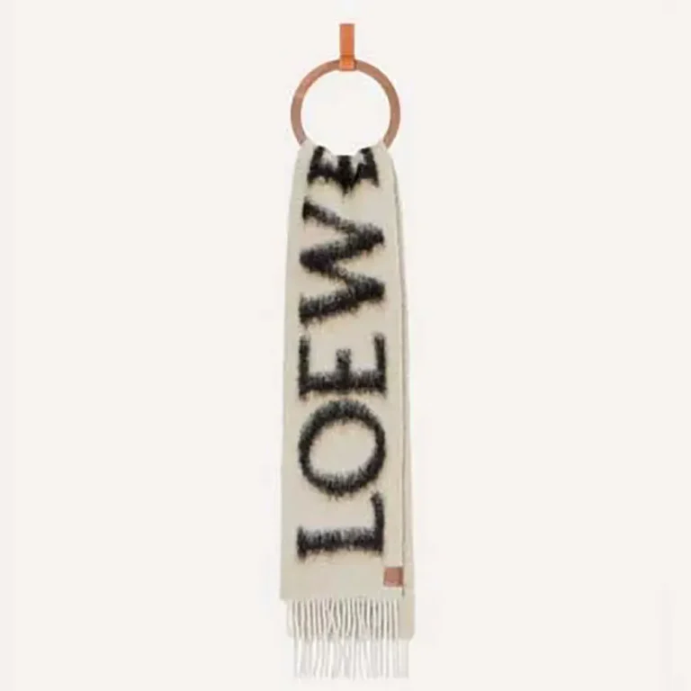 Loewe Unisex LOEWE Scarf in Wool and Mohair-White/Black