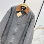 Miu Miu Women Chambray Jacket with Velvet Collar GWB239
