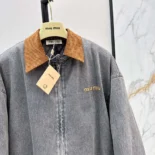 Miu Miu Women Chambray Jacket with Velvet Collar GWB239