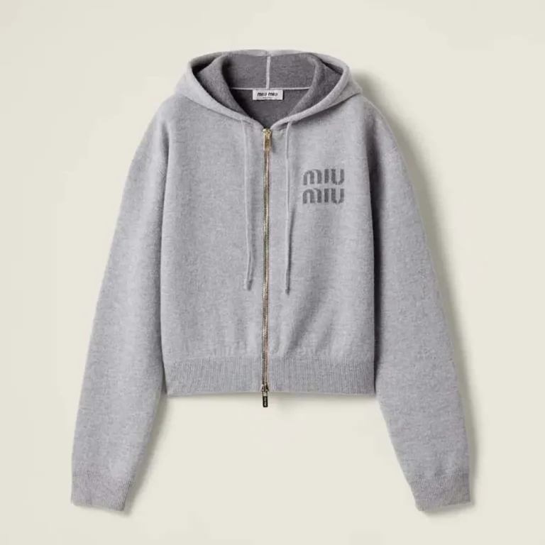 Miu Miu Women Double Cashmere Zipper Hoodie Cardigan MMF901