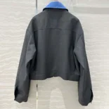 Miu Miu Women Gabardine Blouson Jacket with Poplin Collar