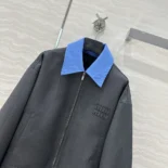 Miu Miu Women Gabardine Blouson Jacket with Poplin Collar
