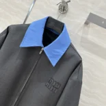 Miu Miu Women Gabardine Blouson Jacket with Poplin Collar