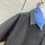 Miu Miu Women Gabardine Blouson Jacket with Poplin Collar