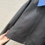 Miu Miu Women Gabardine Blouson Jacket with Poplin Collar