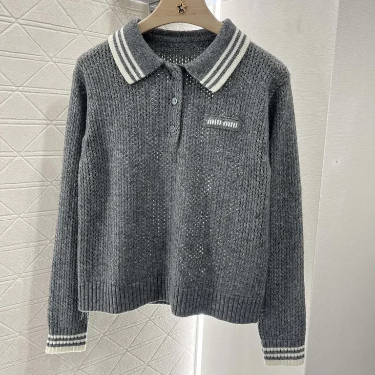 Miu Miu Women Wool and Cashmere Polo Sweater MMLA26