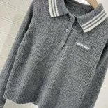 Miu Miu Women Wool and Cashmere Polo Sweater MMLA26
