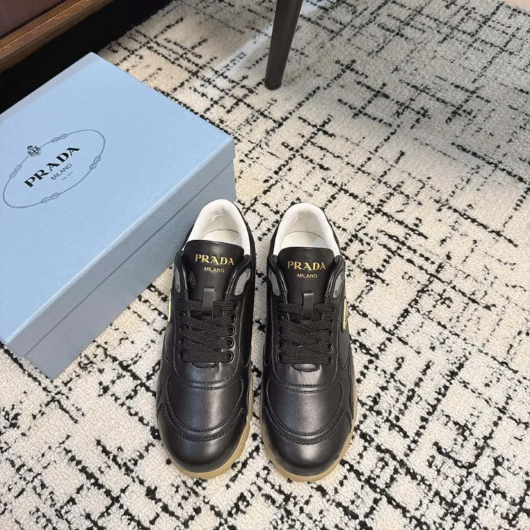 Prada Unisex Downtown Nappa Leather Sneakers-Black 1E792M