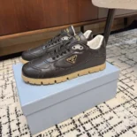 Prada Unisex Downtown Nappa Leather Sneakers-Black 1E792M