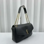 Saint Laurent YSL Women Calypso Large in Plunged Lambskin-Black 777399AACYT1000