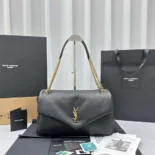 Saint Laurent YSL Women Calypso Large in Plunged Lambskin-Black 777399AACYT1000