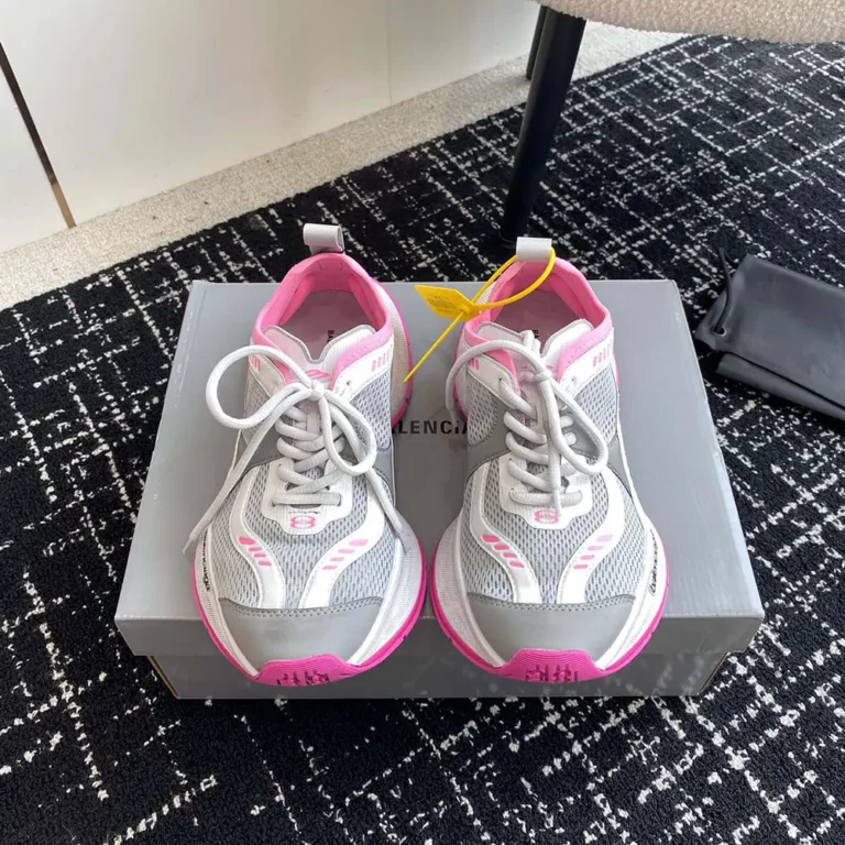 Balenciaga Unisex Circuit Sneaker in Grey White and Pink Polyester