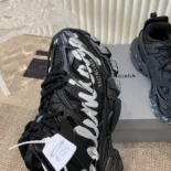 Balenciaga Unisex Track Signature Sneaker in Black and White