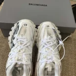 Balenciaga Unisex Track Signature Sneaker in White and Black