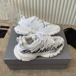 Balenciaga Unisex Track Signature Sneaker in White and Black