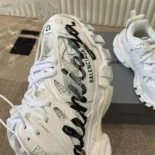 Balenciaga Unisex Track Signature Sneaker in White and Black