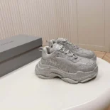 Balenciaga Unisex Triple S Sneaker with Rhinestones in Dark Grey