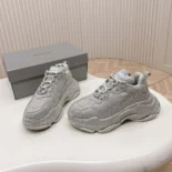 Balenciaga Unisex Triple S Sneaker with Rhinestones in Dark Grey