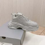 Balenciaga Unisex Triple S Sneaker with Rhinestones in Dark Grey