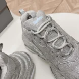 Balenciaga Unisex Triple S Sneaker with Rhinestones in Dark Grey