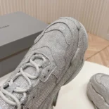 Balenciaga Unisex Triple S Sneaker with Rhinestones in Dark Grey