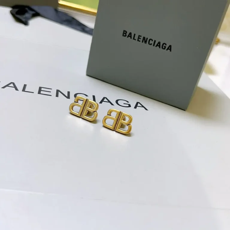 Balenciaga Women Monaco Stud S Earrings in Antique Gold