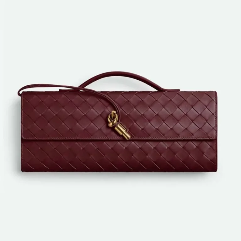Bottega Veneta Women Andiamo Clutch in Supple Intrecciato Leather-Barolo