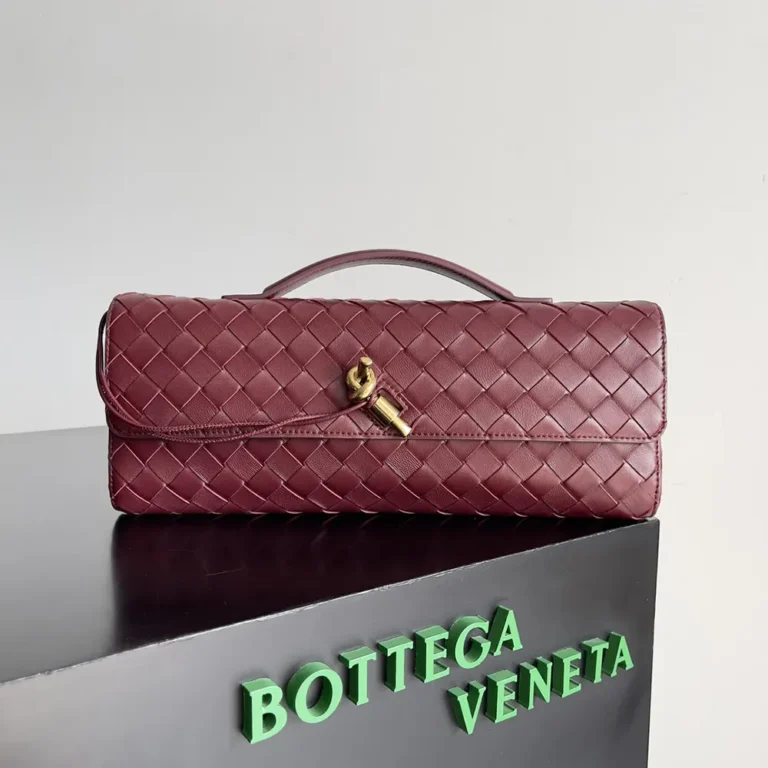 Bottega Veneta Women Andiamo Clutch in Supple Intrecciato Leather-Barolo