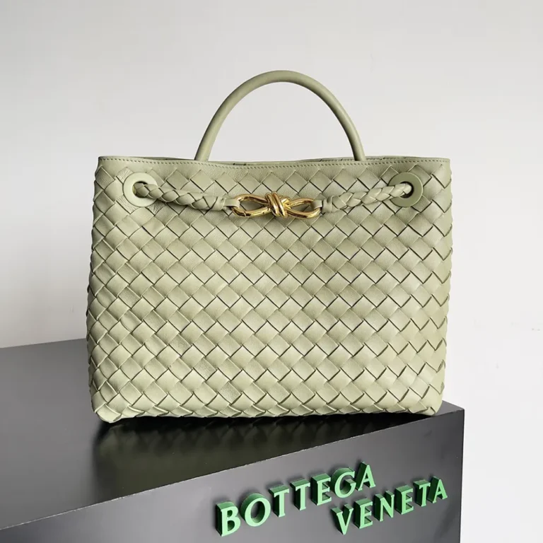 Bottega Veneta Women Medium Andiamo in Supple Intrecciato Leather-Travertine