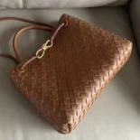 Bottega Veneta Women Small Andiamo Intrecciato Leather Top Handle Bag-Brown