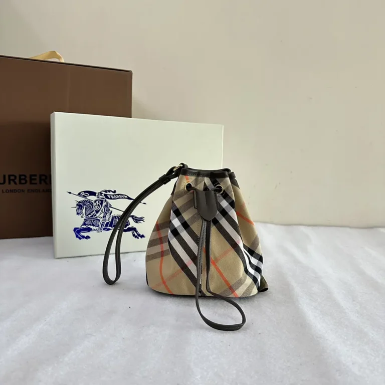 Burberry Women Check Drawstring Pouch-Sandy​ 80939161
