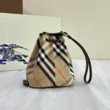 Burberry Women Check Drawstring Pouch-Sandy​ 80939161