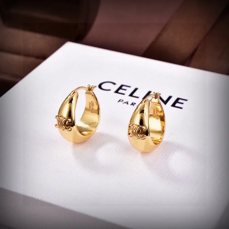 Celine Women Triomphe Bold Hoops in Brass with Gold Finish